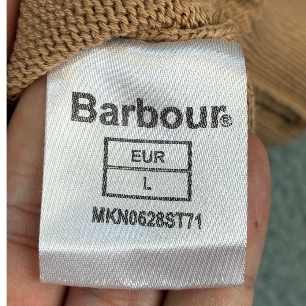 Barbour Mock Neck Button Sweater Men's Size Large Tan Beige Pullover Knit Casual - Picture 7 of 12